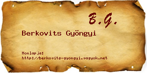 Berkovits Gyöngyi névjegykártya